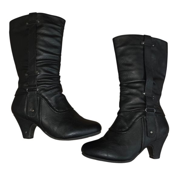 Dominique Nicole "Runway" Girls Black Mid-Height Low Heel Size Girls 2M Pre-Own - Picture 1 of 11
